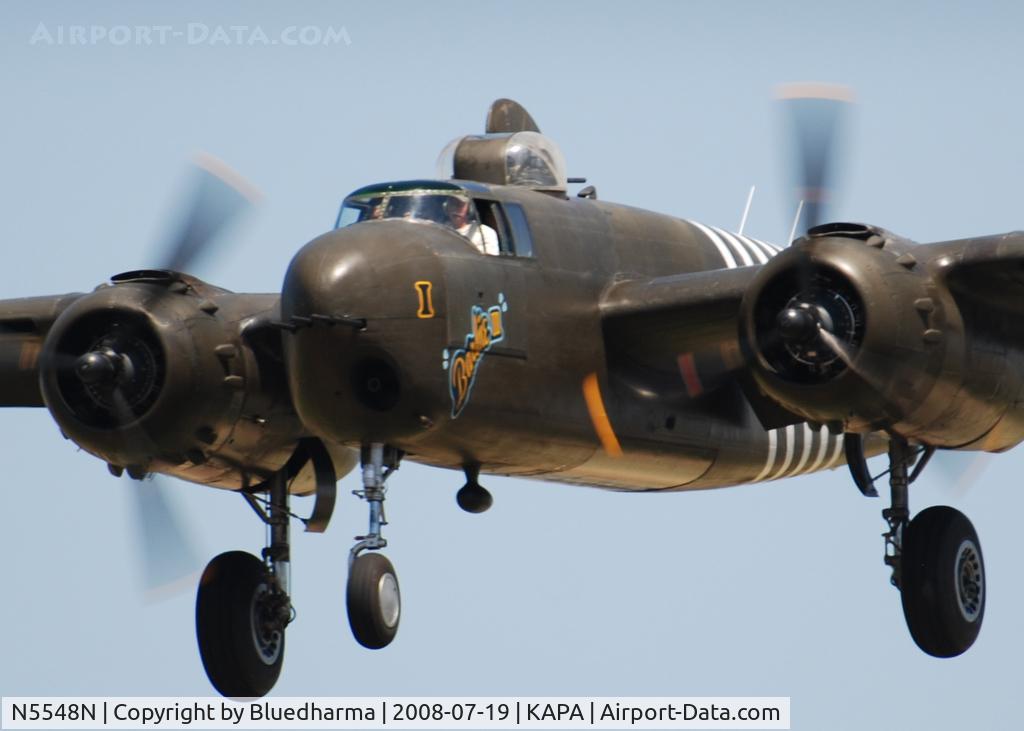 N5548N, 1943 North American B-25H Mitchell C/N 98-21107, Barbie III on final approach to 17L.