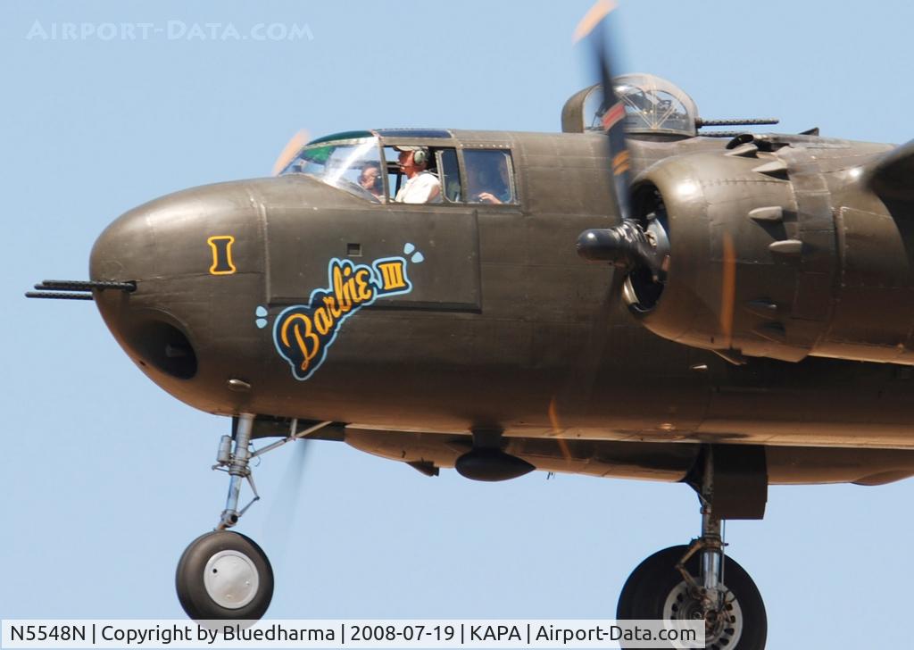 N5548N, 1943 North American B-25H Mitchell C/N 98-21107, Barbie III on final approach to 17L.