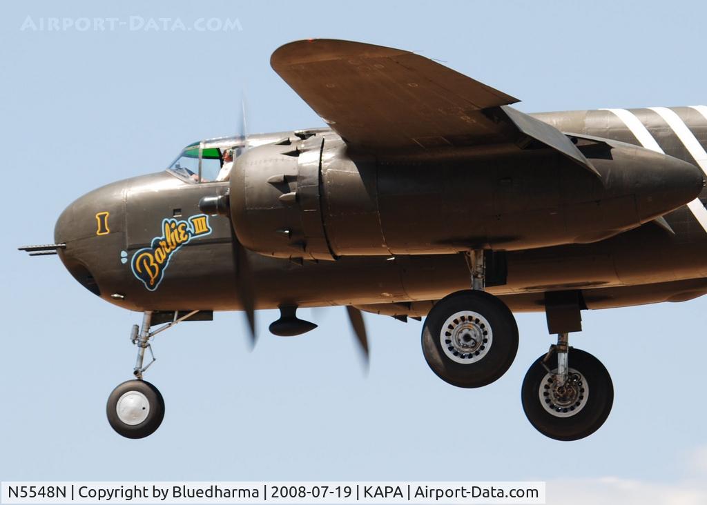 N5548N, 1943 North American B-25H Mitchell C/N 98-21107, Barbie III on final approach to 17L.