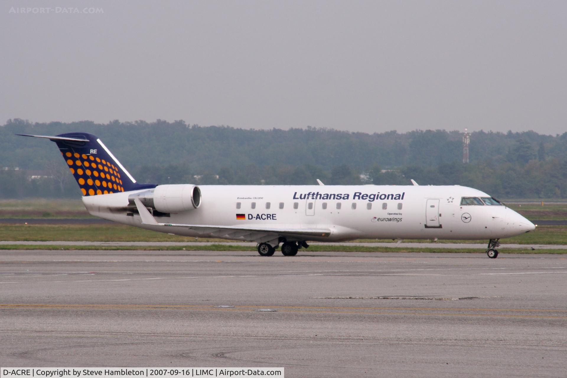 D-ACRE, 2002 Bombardier CRJ-200ER (CL-600-2B19) C/N 7607, At Milan Malpensa