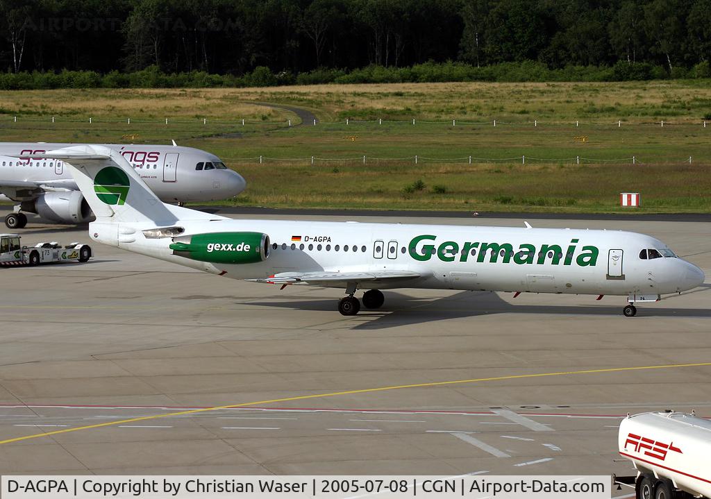 D-AGPA, 1989 Fokker 100 (F-28-0100) C/N 11276, GEXX