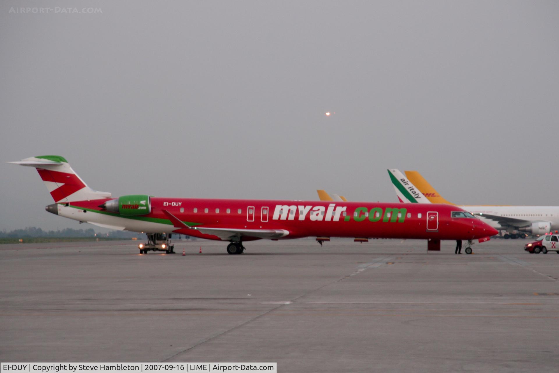 EI-DUY, 2007 Bombardier CRJ-900ER (CL-600-2D24) C/N 15112, Milan Bergamo at Dusk