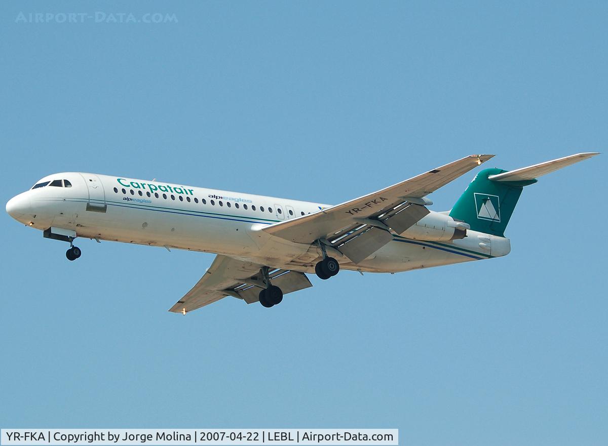 YR-FKA, 1991 Fokker 100 (F-28-0100) C/N 11340, Operated by Alpi Eagles.