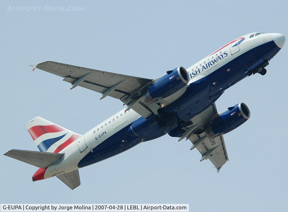 G-EUPA, 1999 Airbus A319-131 C/N 1082, Taking off RWY 25L.