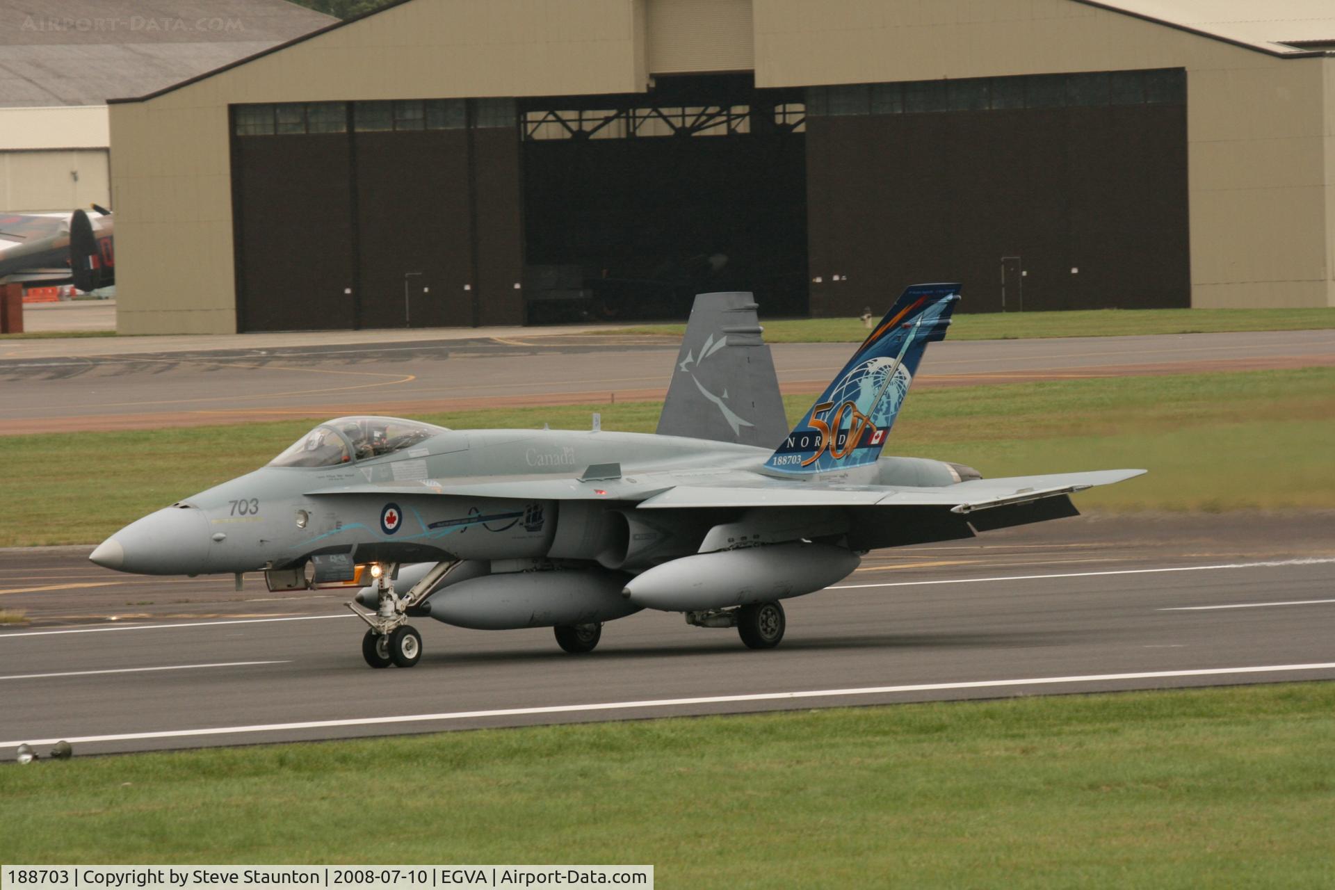 188703, McDonnell Douglas CF-188A Hornet C/N 0104/A073, Taken at the Royal International Air Tattoo 2008 during arrivals and departures (show days cancelled due to bad weather)