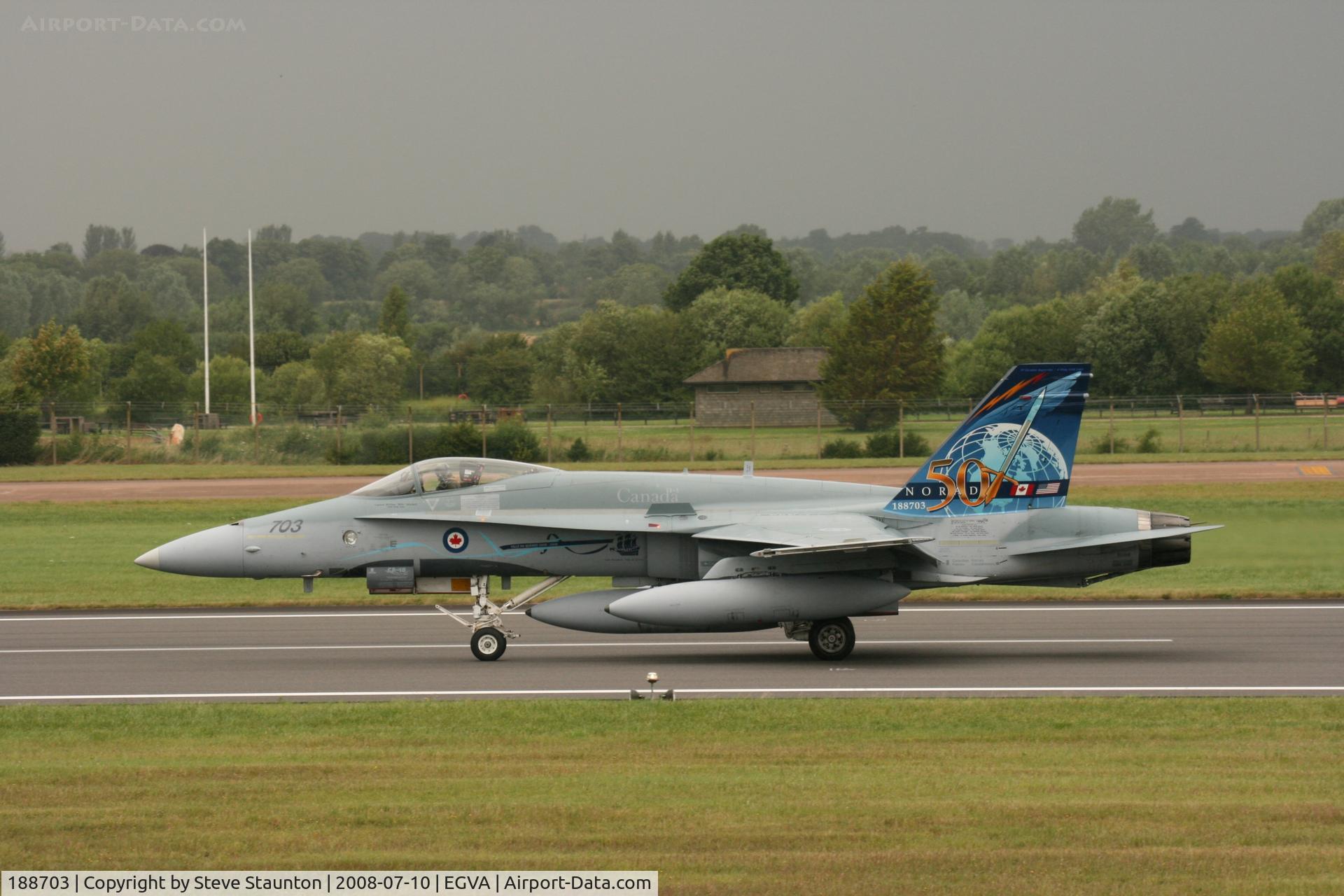 188703, McDonnell Douglas CF-188A Hornet C/N 0104/A073, Taken at the Royal International Air Tattoo 2008 during arrivals and departures (show days cancelled due to bad weather)