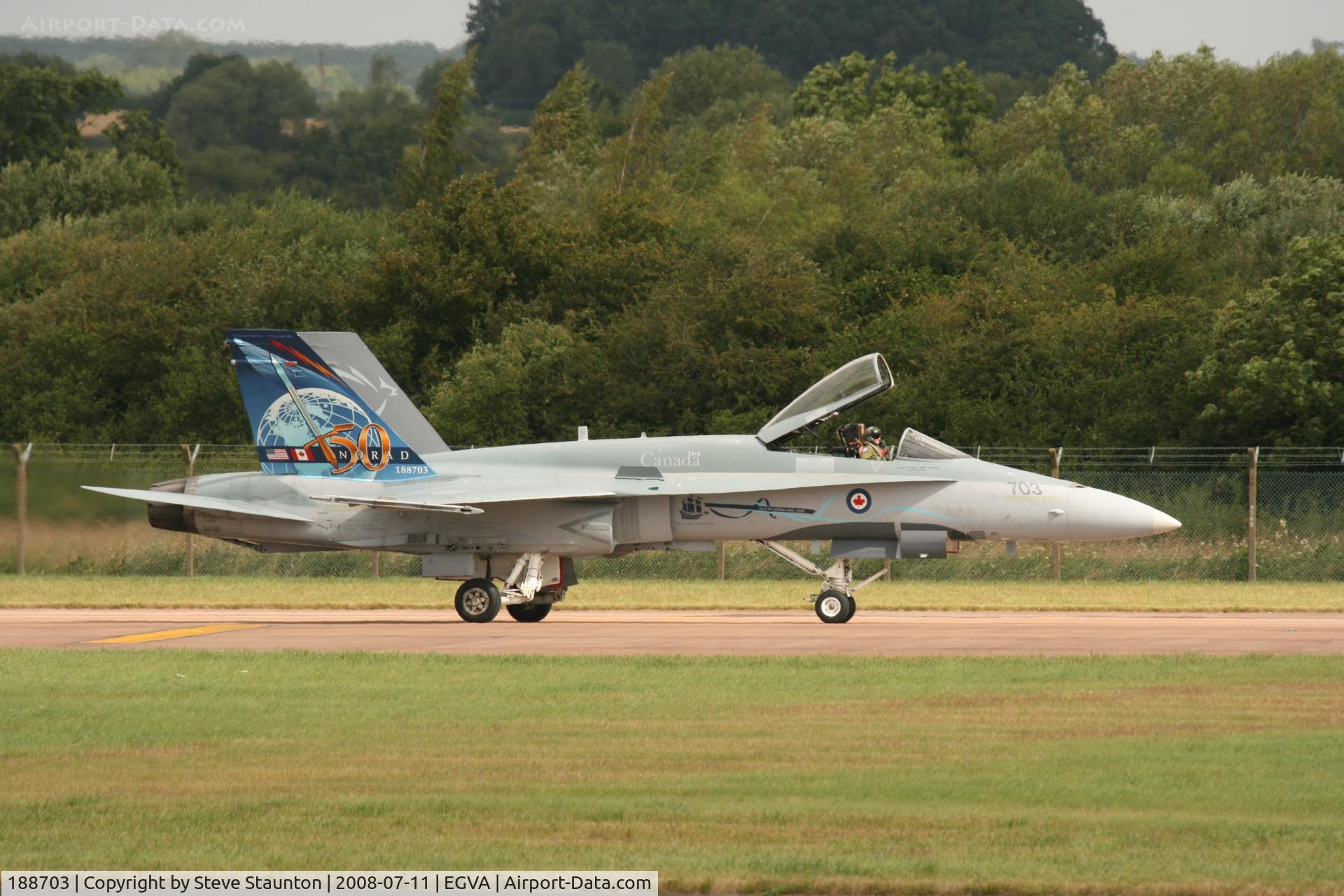188703, McDonnell Douglas CF-188A Hornet C/N 0104/A073, Taken at the Royal International Air Tattoo 2008 during arrivals and departures (show days cancelled due to bad weather)