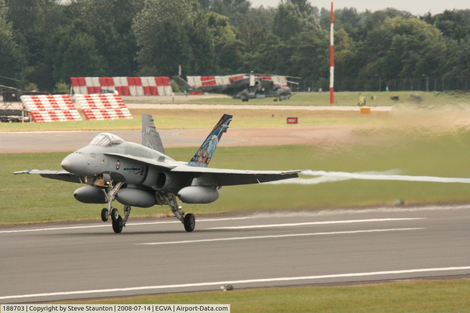 188703, McDonnell Douglas CF-188A Hornet C/N 0104/A073, Taken at the Royal International Air Tattoo 2008 during arrivals and departures (show days cancelled due to bad weather)