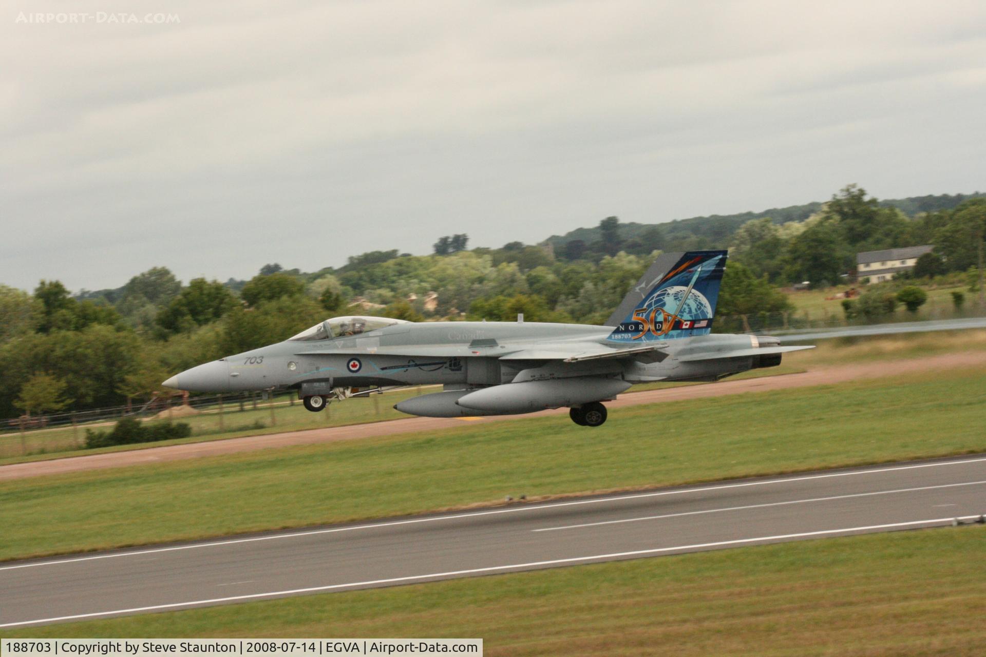 188703, McDonnell Douglas CF-188A Hornet C/N 0104/A073, Taken at the Royal International Air Tattoo 2008 during arrivals and departures (show days cancelled due to bad weather)