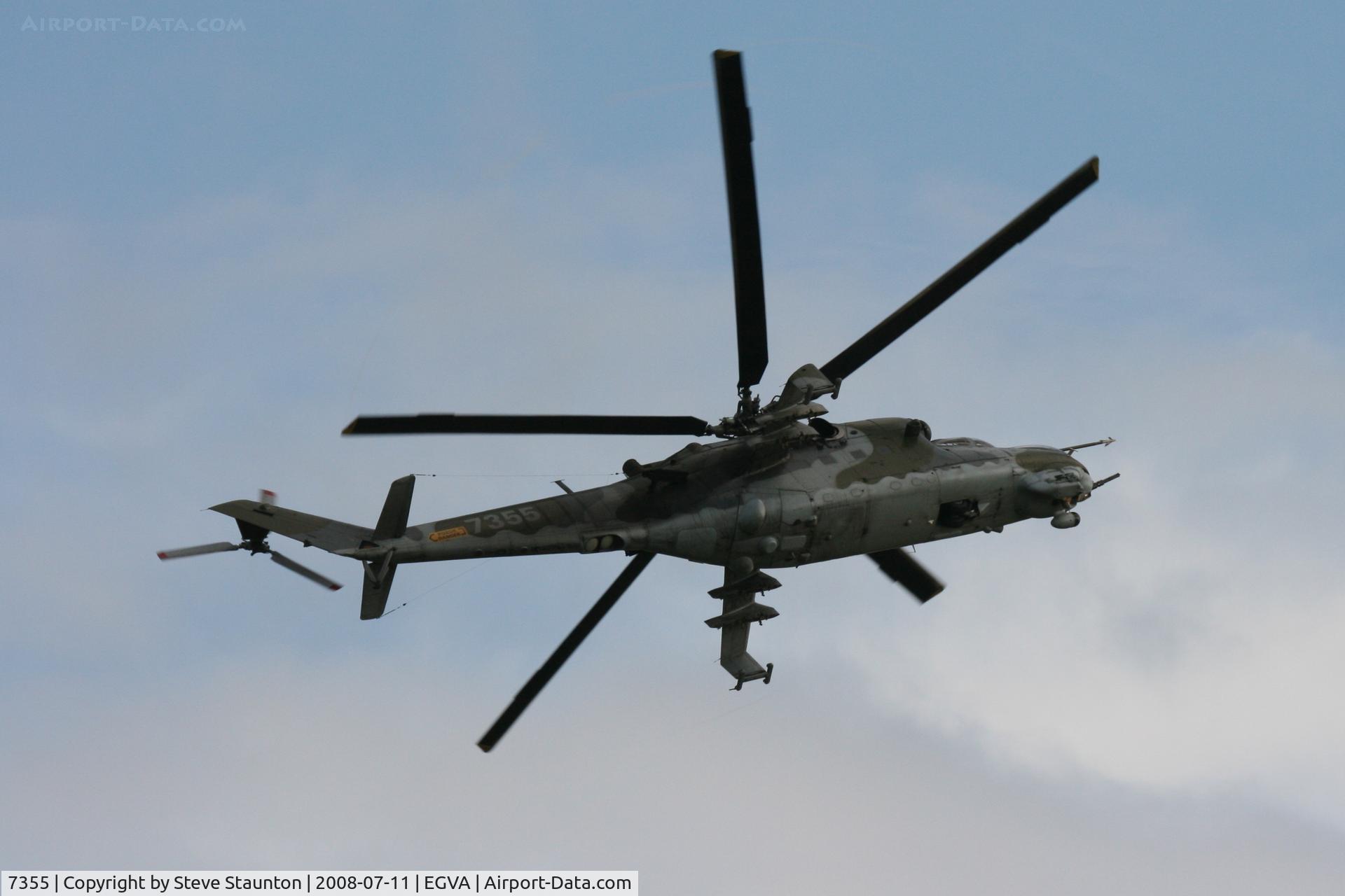 7355, Mil Mi-24V Hind E C/N 087355, Taken at the Royal International Air Tattoo 2008 during arrivals and departures (show days cancelled due to bad weather)