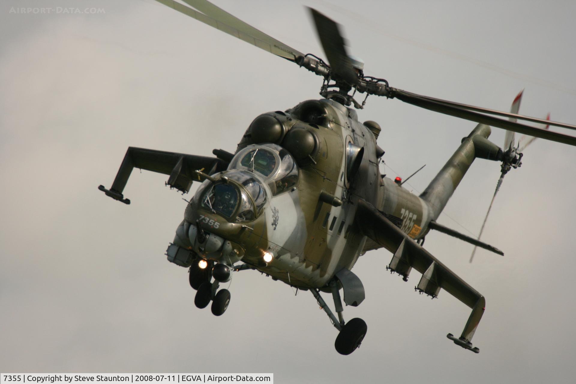 7355, Mil Mi-24V Hind E C/N 087355, Taken at the Royal International Air Tattoo 2008 during arrivals and departures (show days cancelled due to bad weather)