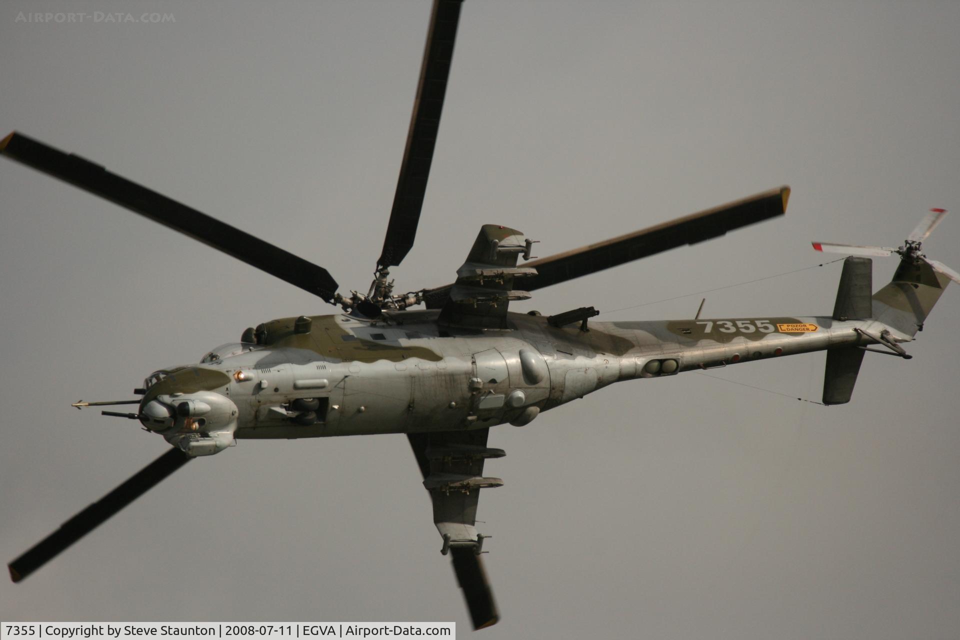 7355, Mil Mi-24V Hind E C/N 087355, Taken at the Royal International Air Tattoo 2008 during arrivals and departures (show days cancelled due to bad weather)