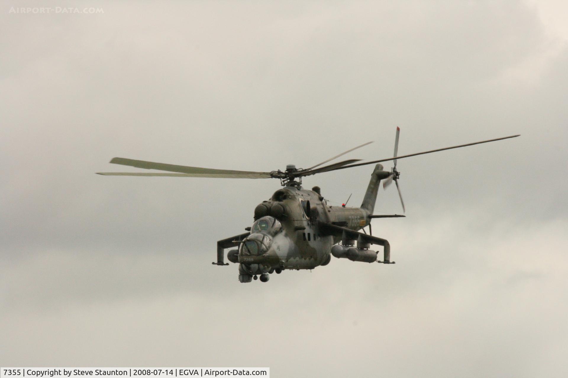 7355, Mil Mi-24V Hind E C/N 087355, Taken at the Royal International Air Tattoo 2008 during arrivals and departures (show days cancelled due to bad weather)