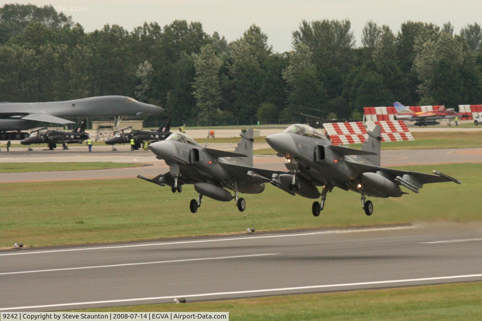9242, Saab JAS-39C Gripen C/N 39242, Taken at the Royal International Air Tattoo 2008 during arrivals and departures (show days cancelled due to bad weather) - with 9819