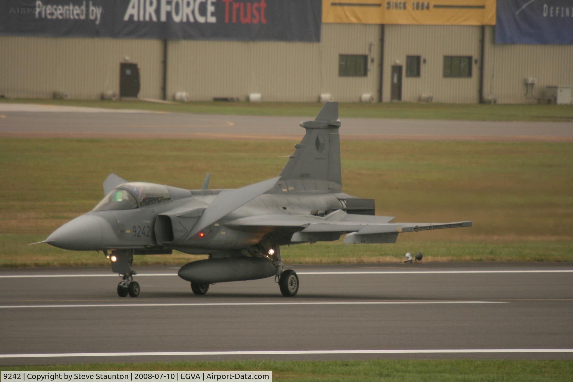9242, Saab JAS-39C Gripen C/N 39242, Taken at the Royal International Air Tattoo 2008 during arrivals and departures (show days cancelled due to bad weather)