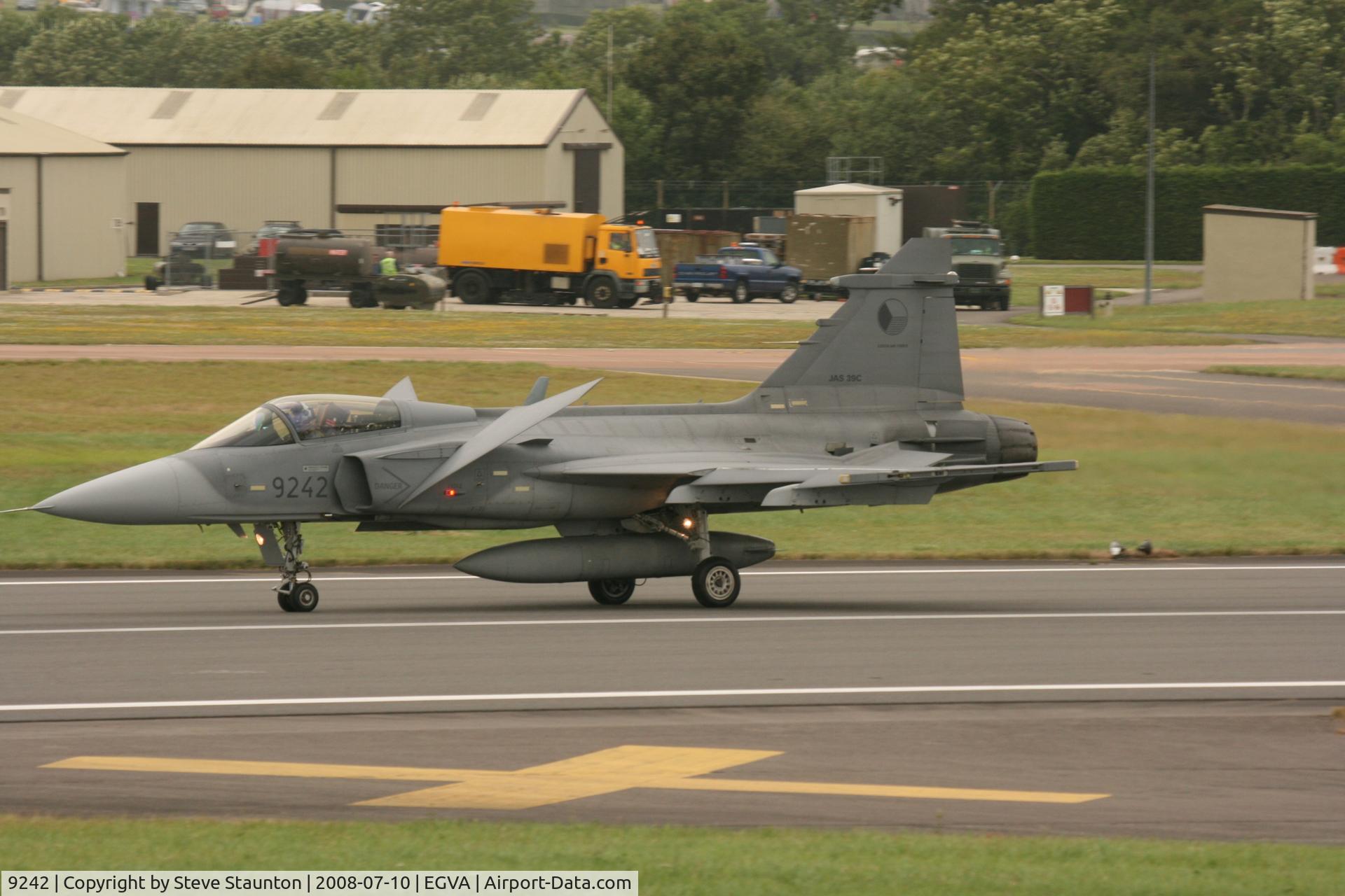 9242, Saab JAS-39C Gripen C/N 39242, Taken at the Royal International Air Tattoo 2008 during arrivals and departures (show days cancelled due to bad weather)