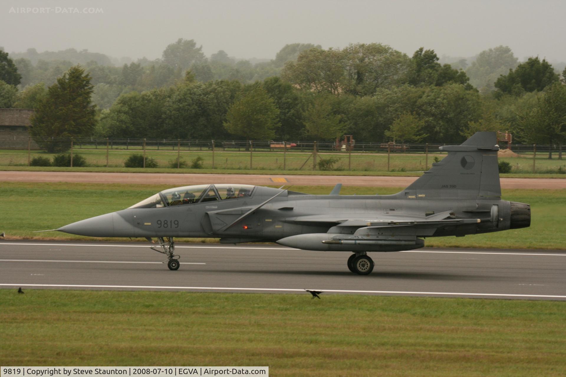 9819, Saab JAS-39D Gripen C/N 39819, Taken at the Royal International Air Tattoo 2008 during arrivals and departures (show days cancelled due to bad weather)