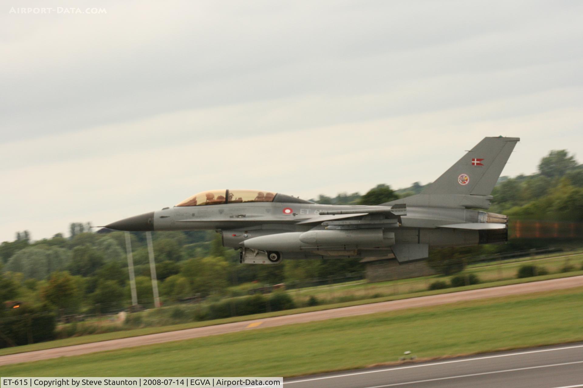 ET-615, General Dynamics F-16BM Fighting Falcon C/N 6G-12, Taken at the Royal International Air Tattoo 2008 during arrivals and departures (show days cancelled due to bad weather)