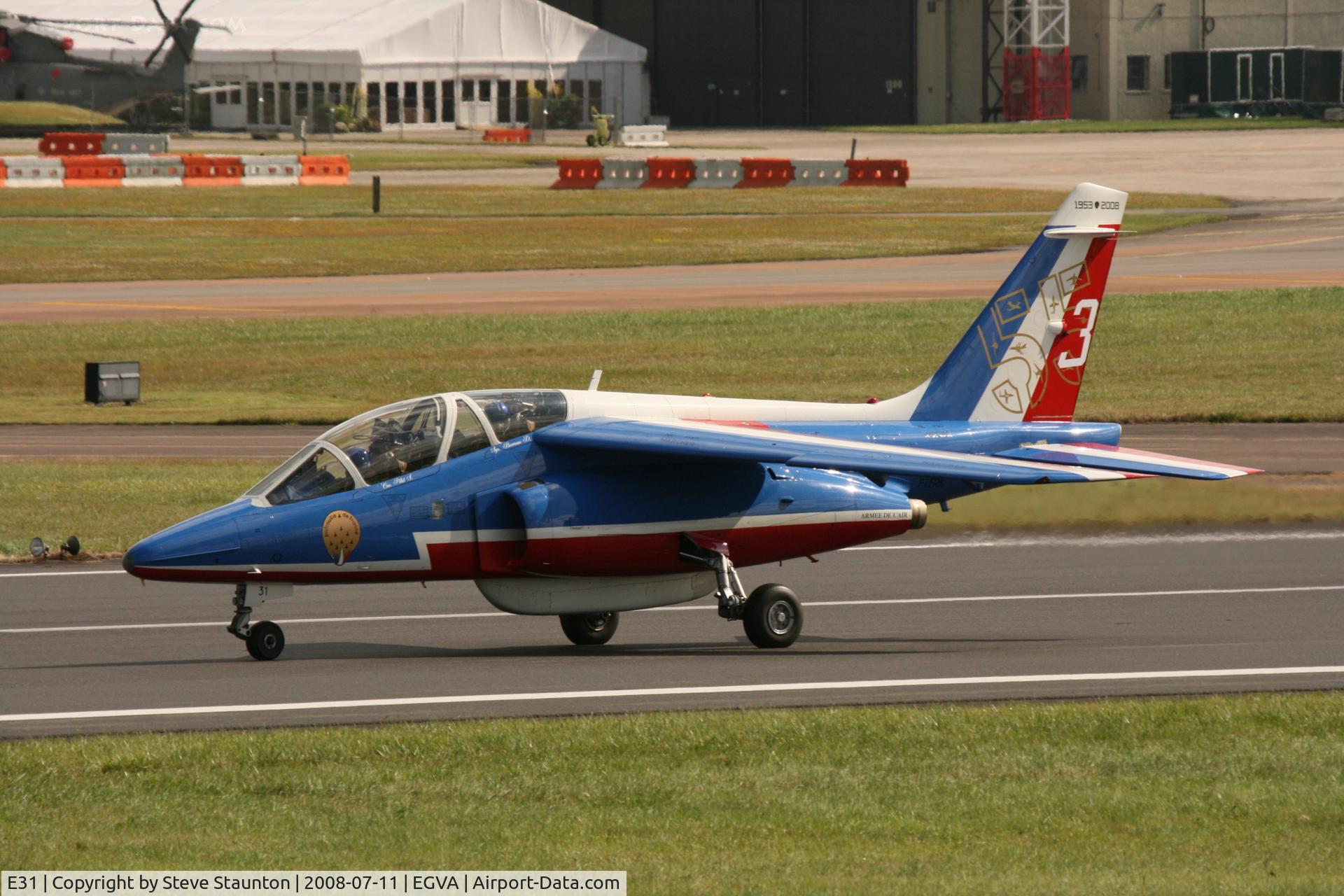 E31, Dassault-Dornier Alpha Jet E C/N E31, Taken at the Royal International Air Tattoo 2008 during arrivals and departures (show days cancelled due to bad weather)