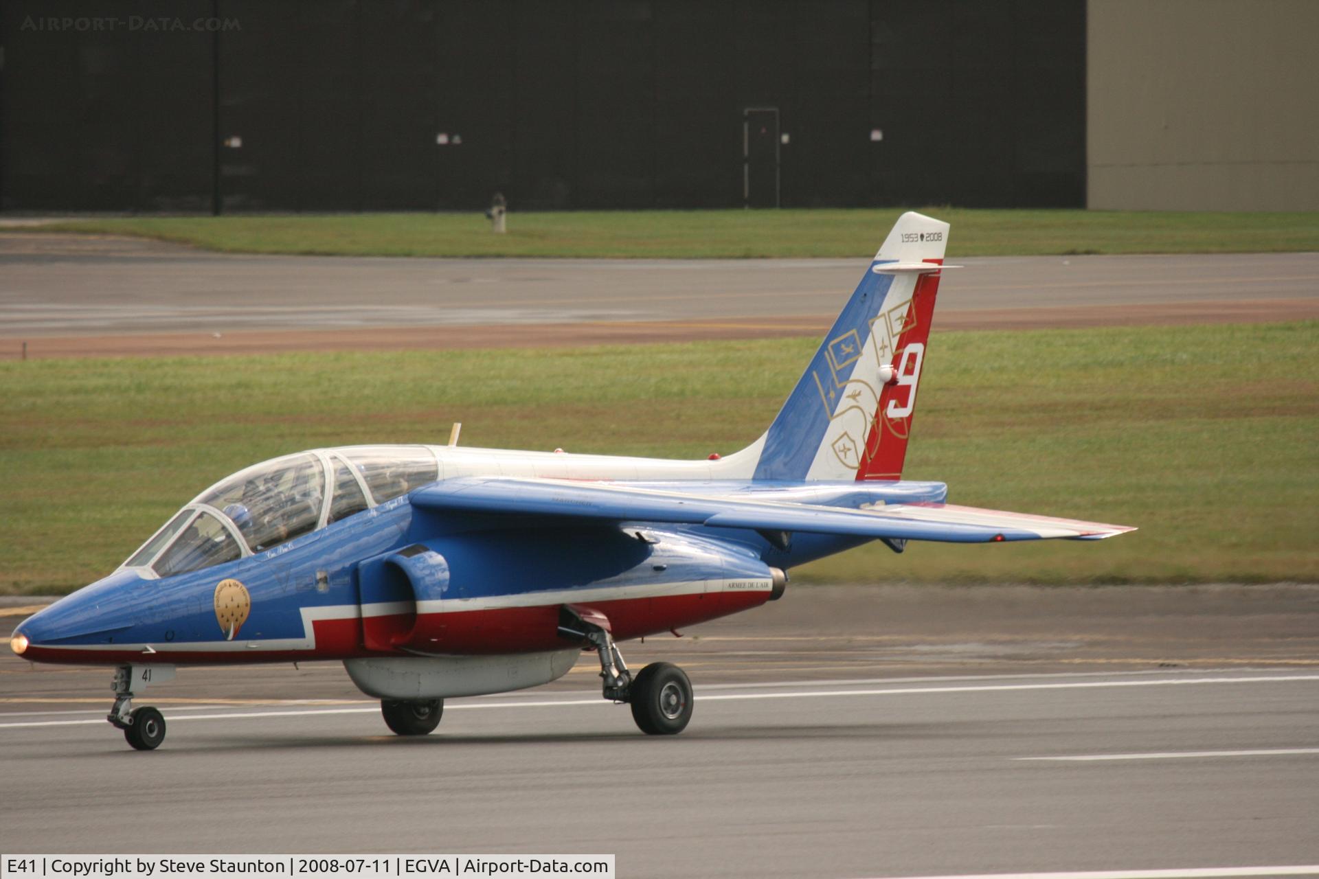 E41, Dassault-Dornier Alpha Jet E C/N E41, Taken at the Royal International Air Tattoo 2008 during arrivals and departures (show days cancelled due to bad weather)