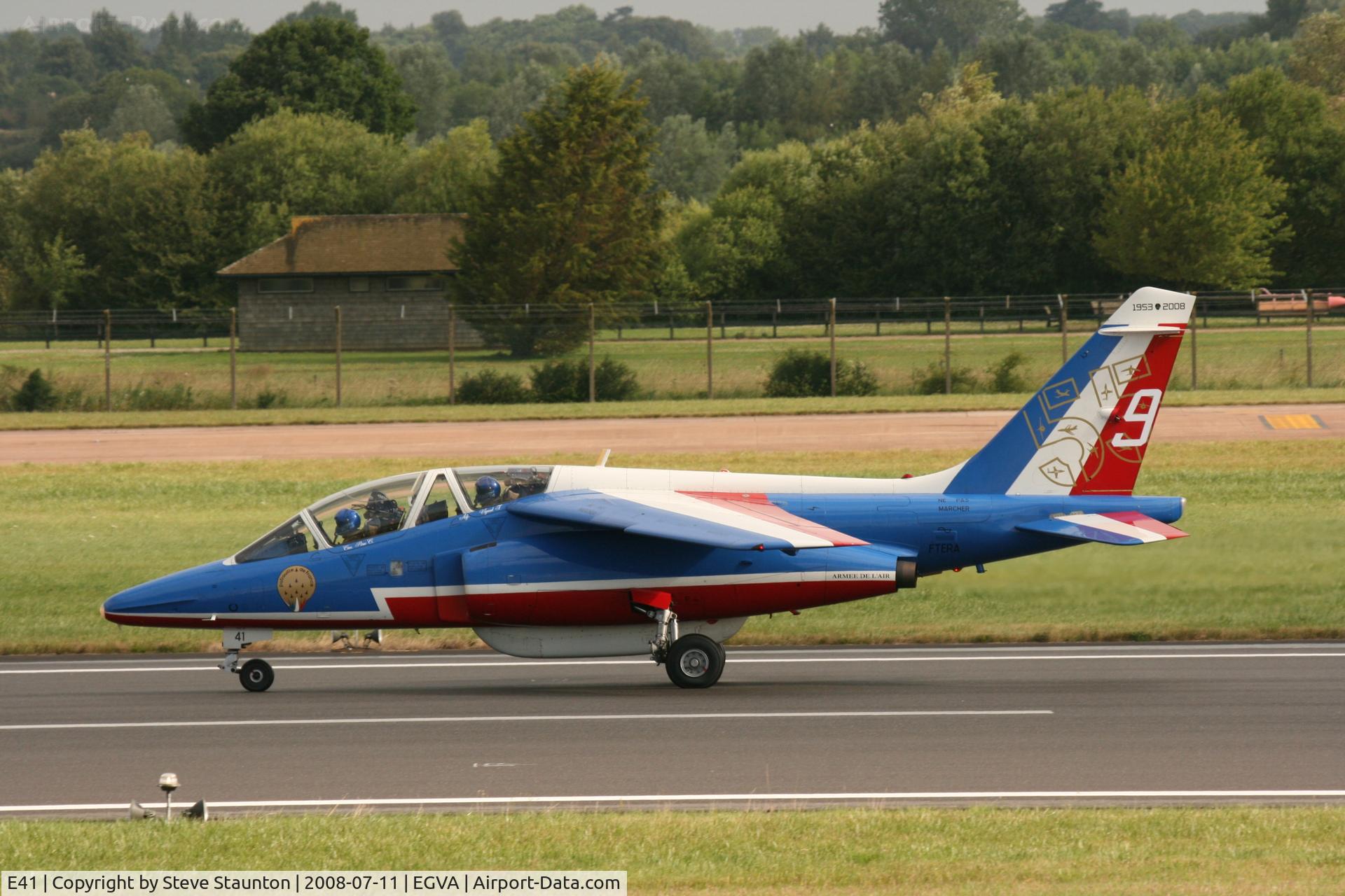 E41, Dassault-Dornier Alpha Jet E C/N E41, Taken at the Royal International Air Tattoo 2008 during arrivals and departures (show days cancelled due to bad weather)
