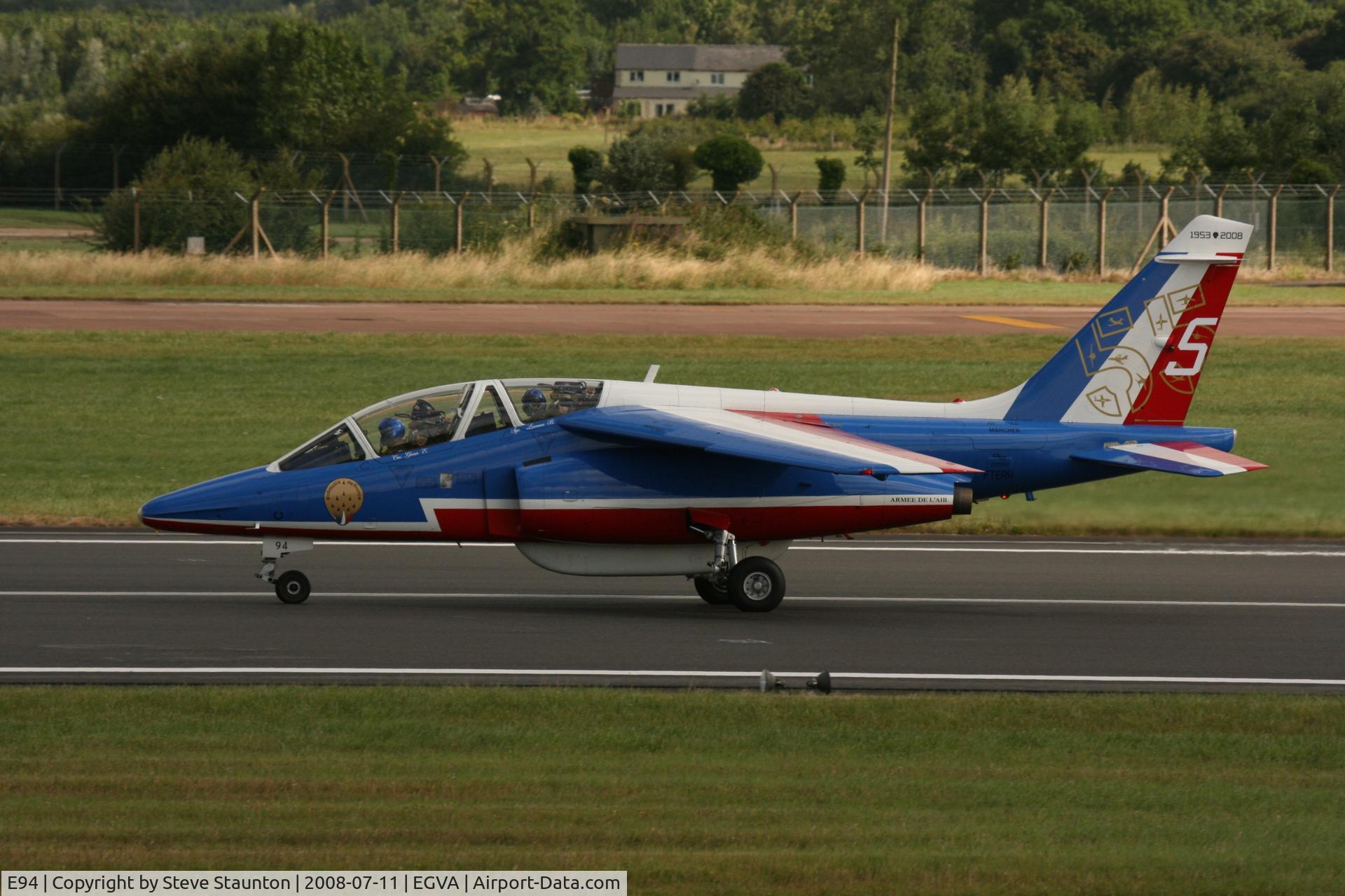 E94, Dassault-Dornier Alpha Jet E C/N E94, Taken at the Royal International Air Tattoo 2008 during arrivals and departures (show days cancelled due to bad weather)