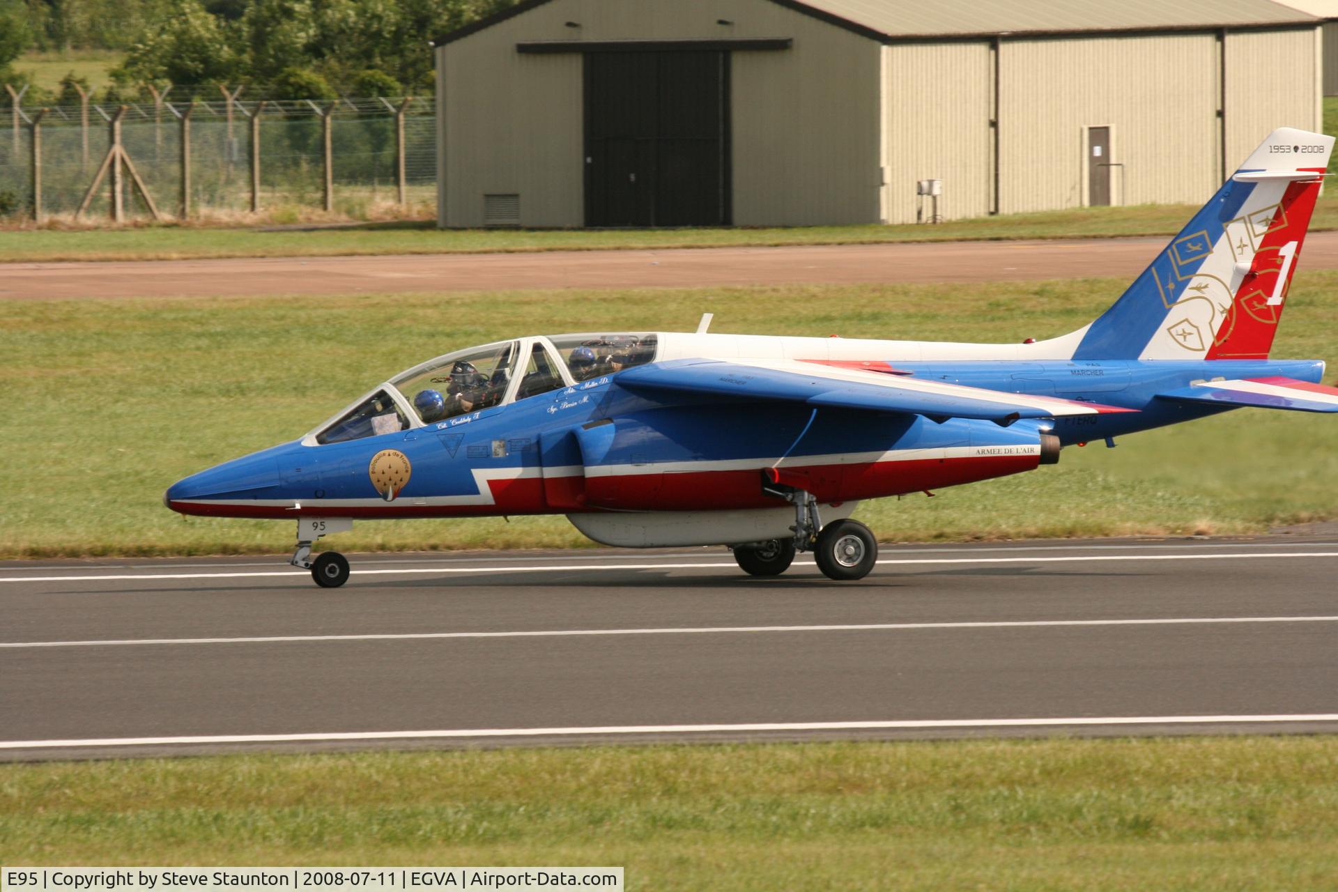 E95, Dassault-Dornier Alpha Jet E C/N E95, Taken at the Royal International Air Tattoo 2008 during arrivals and departures (show days cancelled due to bad weather)