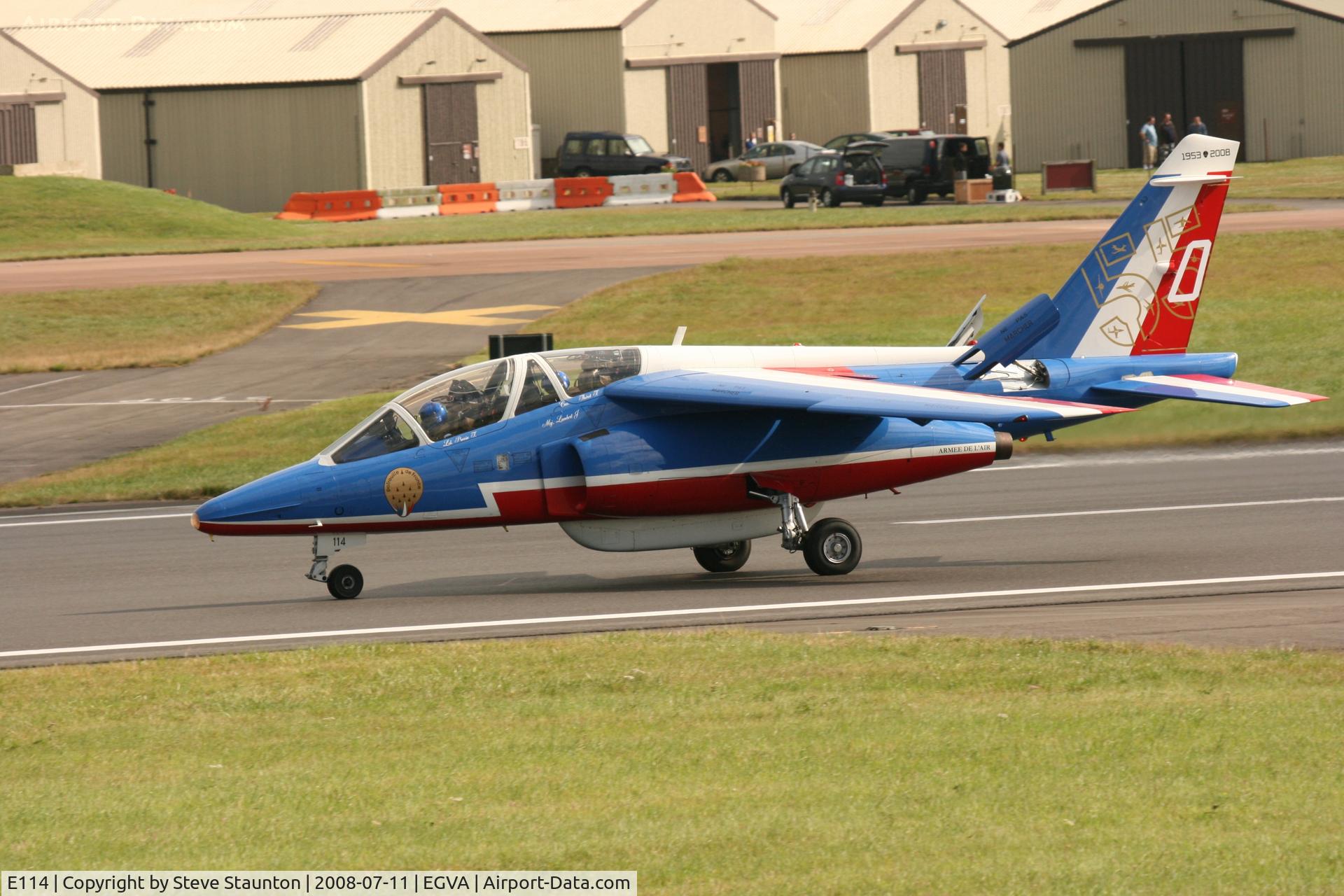 E114, Dassault-Dornier Alpha Jet E C/N E114, Taken at the Royal International Air Tattoo 2008 during arrivals and departures (show days cancelled due to bad weather)
