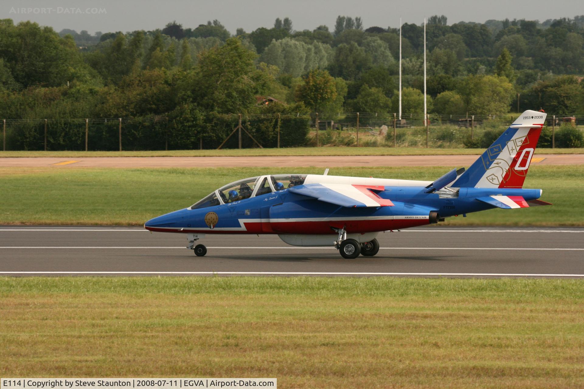 E114, Dassault-Dornier Alpha Jet E C/N E114, Taken at the Royal International Air Tattoo 2008 during arrivals and departures (show days cancelled due to bad weather)