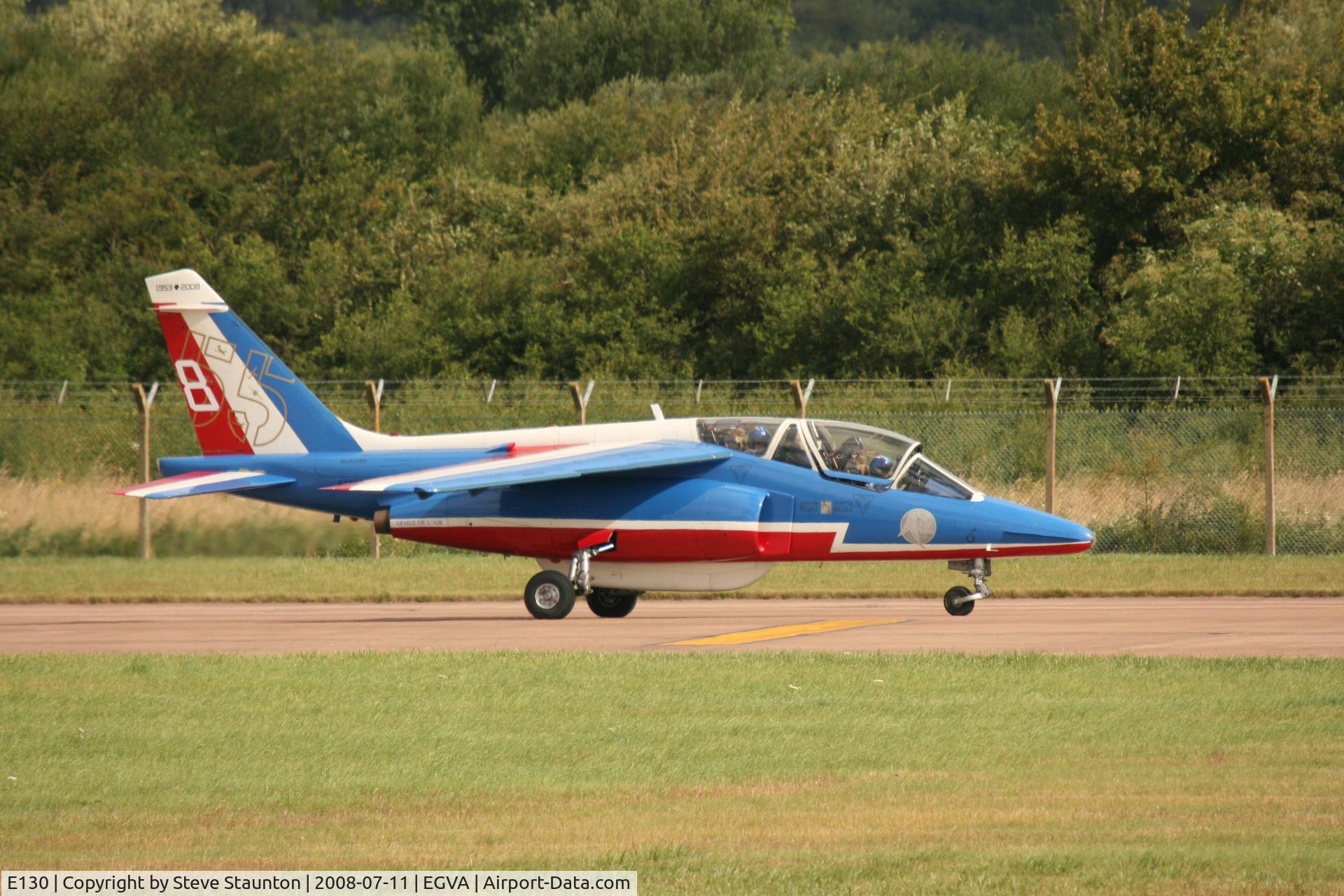 E130, Dassault-Dornier Alpha Jet E C/N E130, Taken at the Royal International Air Tattoo 2008 during arrivals and departures (show days cancelled due to bad weather)