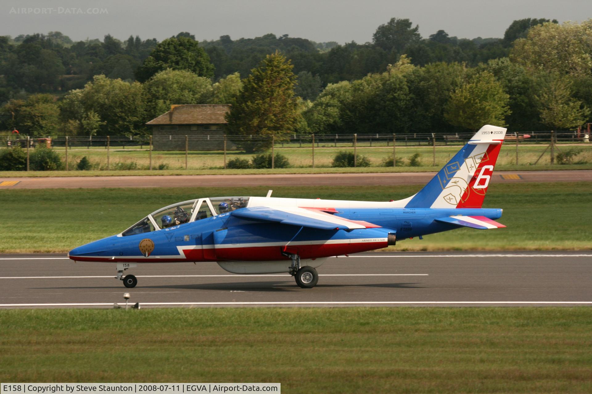E158, Dassault-Dornier Alpha Jet E C/N E158, Taken at the Royal International Air Tattoo 2008 during arrivals and departures (show days cancelled due to bad weather)