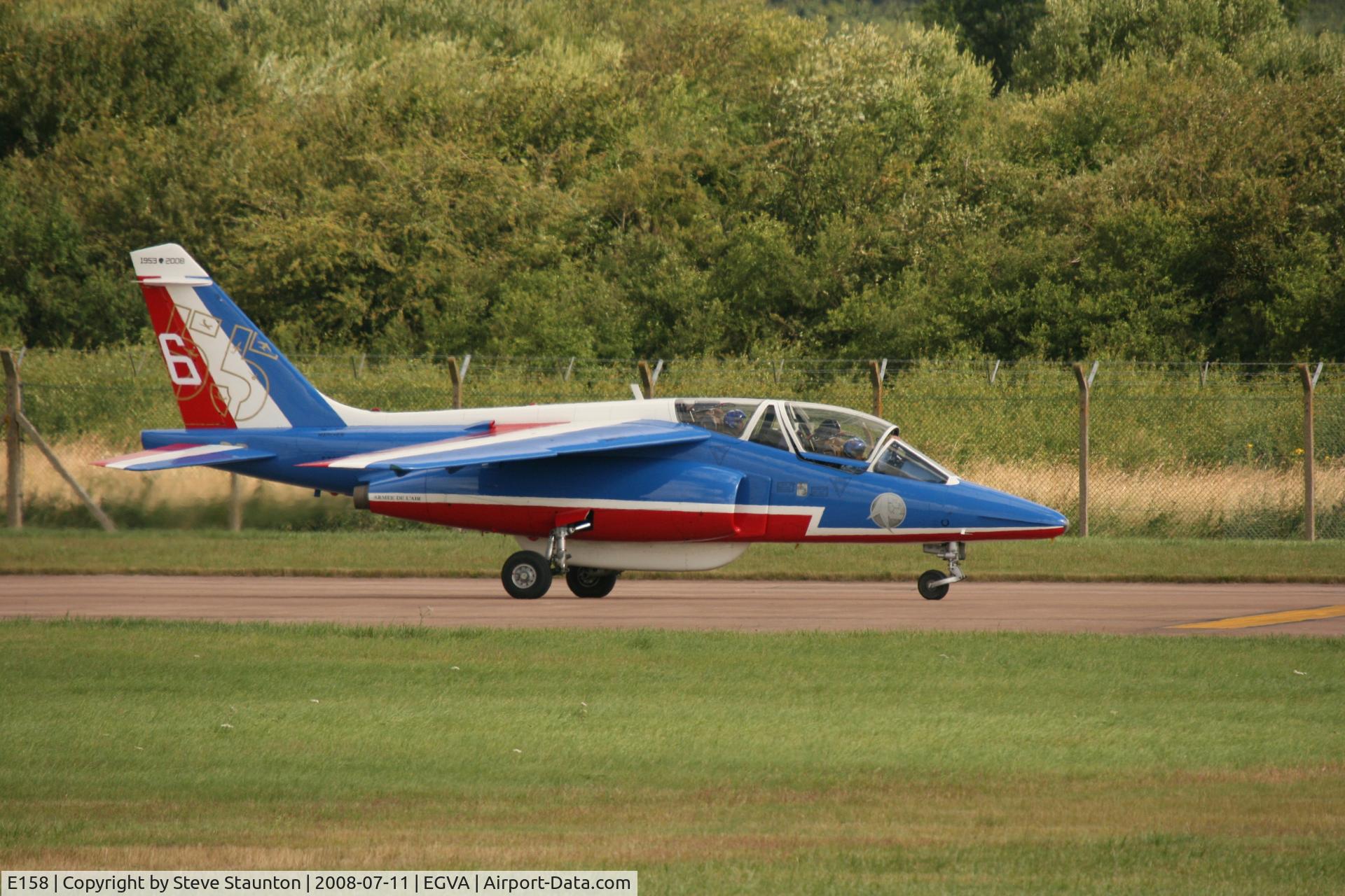 E158, Dassault-Dornier Alpha Jet E C/N E158, Taken at the Royal International Air Tattoo 2008 during arrivals and departures (show days cancelled due to bad weather)