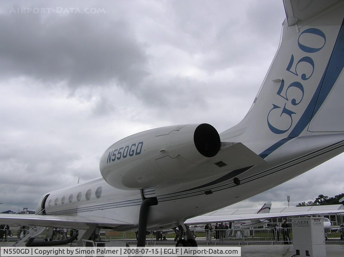 N550GD, 2008 Gulfstream Aerospace GV-SP (G550) C/N 5184, Gulfstream 550 exhibited at farnborough