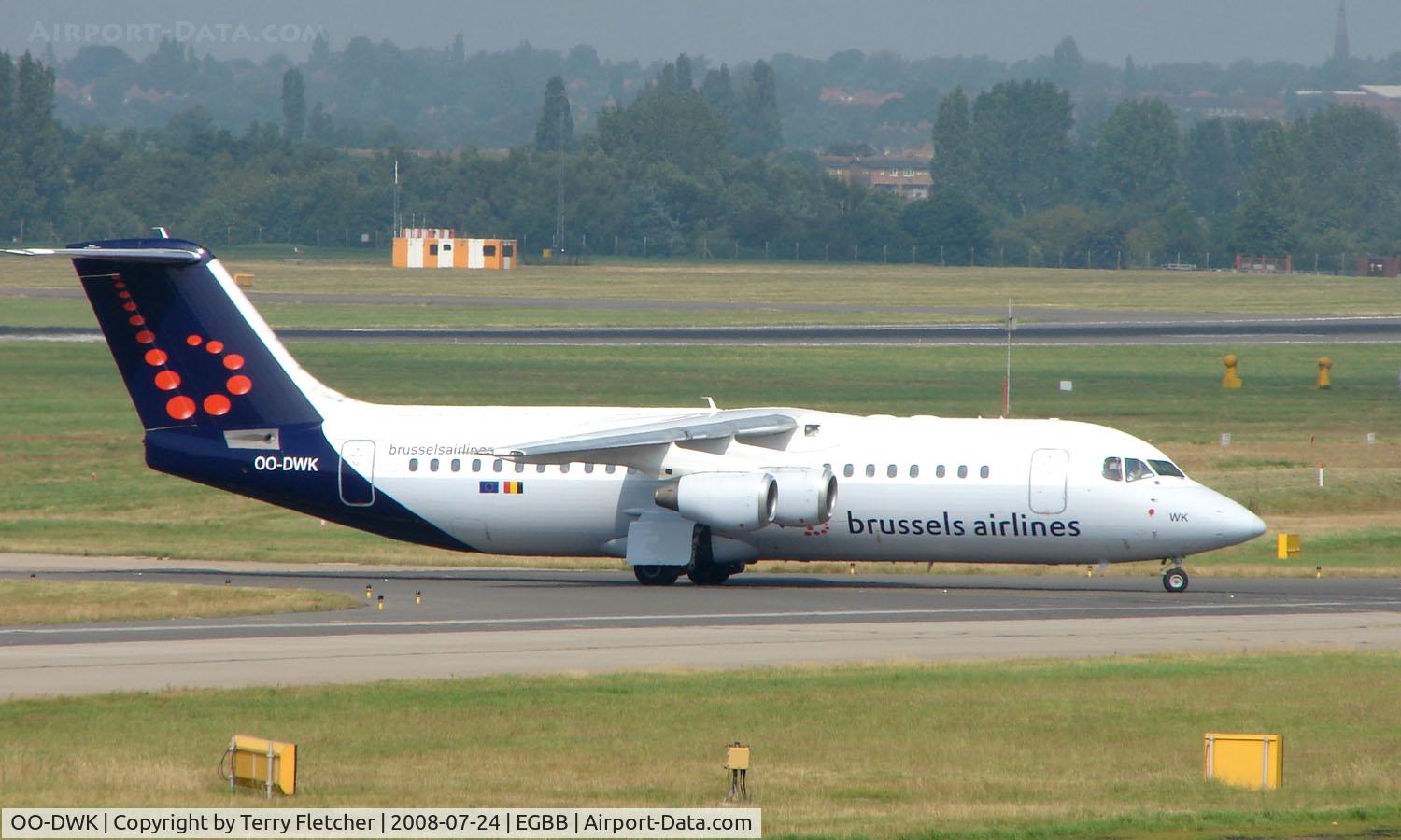 OO-DWK, 1999 British Aerospace Avro 146-RJ100 C/N E3360, Brussels Airlines Avro RJ-85 at Birmingham UK