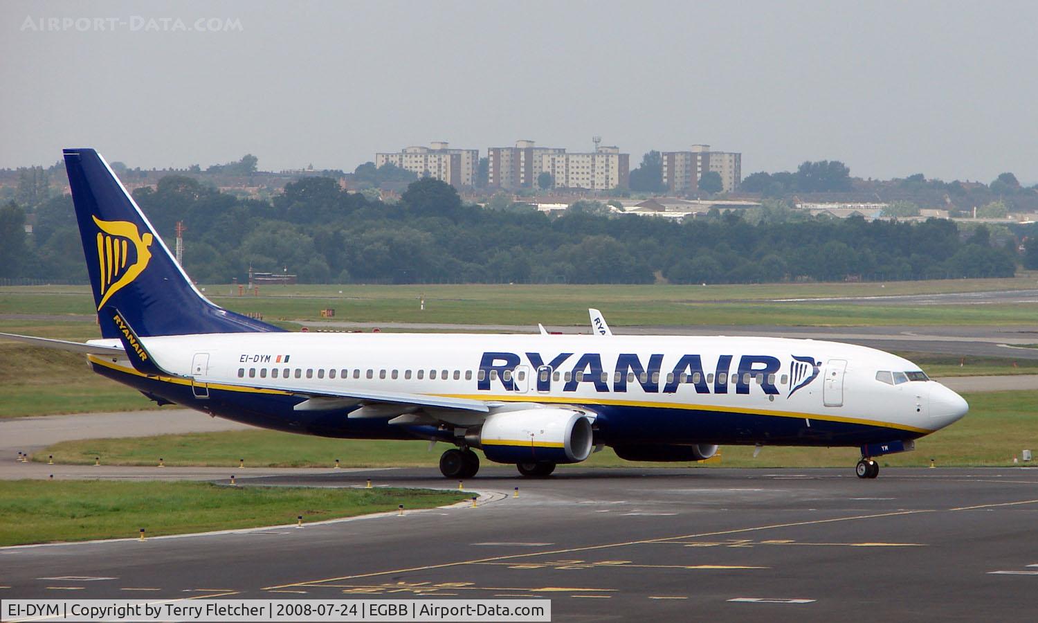EI-DYM, 2008 Boeing 737-8AS C/N 36575, Newish Ryanair B727-8 at Birmingham UK