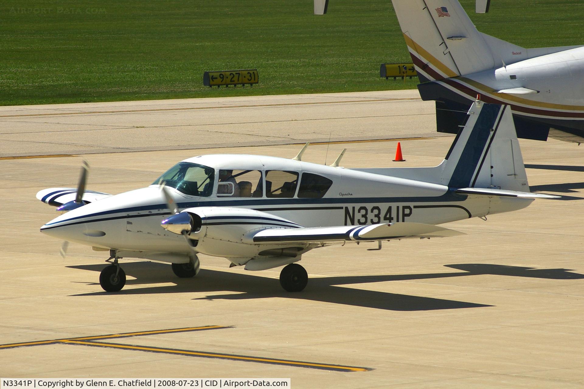 N3341P, 1958 Piper PA-23-160 Apache C/N 23-1294, Parked on the Landmark Ramp, as seen from my office in the tower.