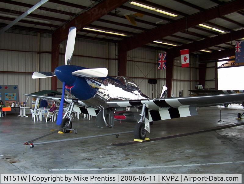 N151W, 1945 North American F-51D Mustang C/N 124-48293, 'Excalibur' at rest at the Indiana Aviation Museum