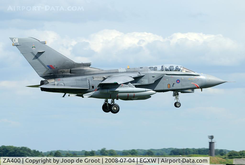 ZA400, 1982 Panavia Tornado GR.4A C/N 204/BS067/3099, After returning from operaton Telic this Tornado retained its sharks mouth and Tornado Strike Wing badge.