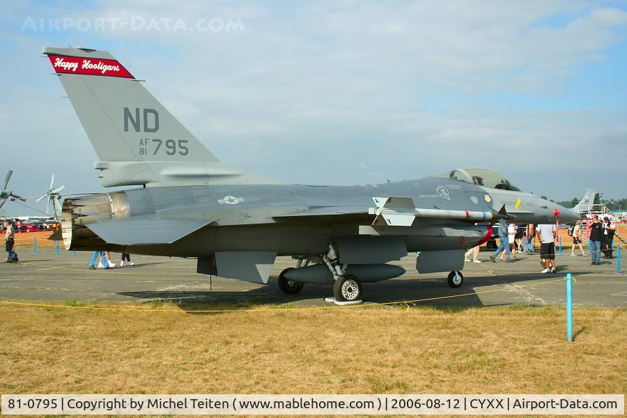 81-0795, 1981 General Dynamics F-16A/ADF Fighting Falcon C/N 61-476, 178th Fighter Squadron / 119th Fighter Wing , North Dakota ANG