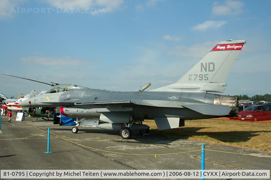 81-0795, 1981 General Dynamics F-16A/ADF Fighting Falcon C/N 61-476, 178th Fighter Squadron / 119th Fighter Wing , North Dakota ANG