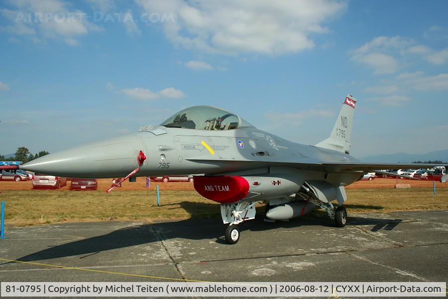 81-0795, 1981 General Dynamics F-16A/ADF Fighting Falcon C/N 61-476, 178th Fighter Squadron / 119th Fighter Wing , North Dakota ANG