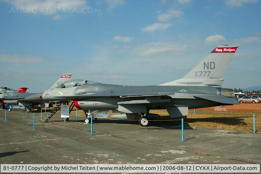 81-0777, 1981 General Dynamics F-16A Fighting Falcon C/N 61-458, 178th Fighter Squadron / 119th Fighter Wing , North Dakota ANG