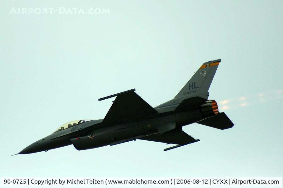 90-0725, 1990 General Dynamics F-16CG Night Falcon C/N 1C-333, 4th Fighter Squadron / 388th Fighter Wing