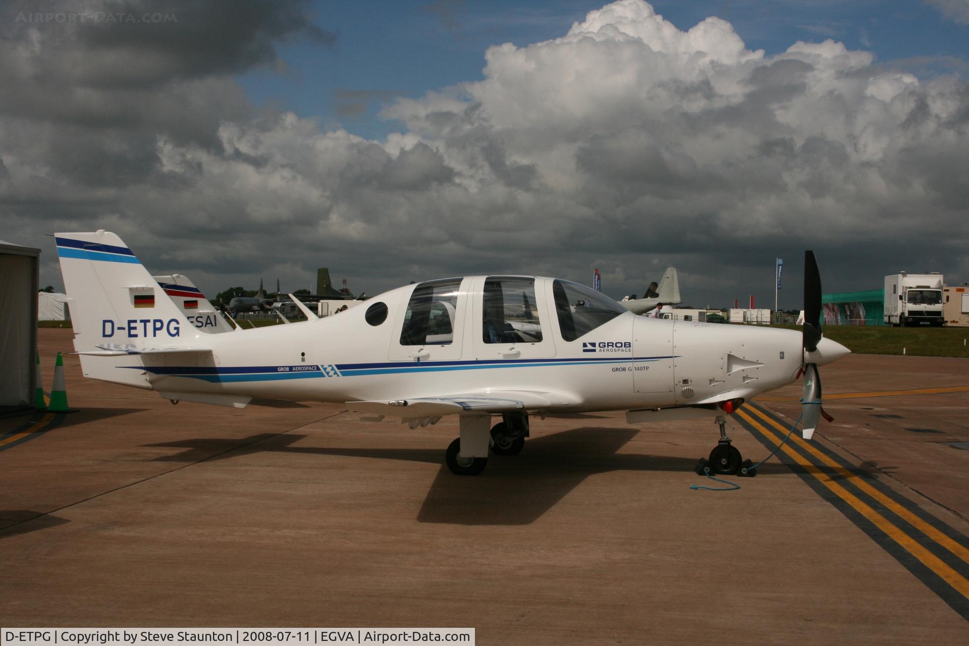 D-ETPG, Grob G-140TP C/N 86000, Taken at the Royal International Air Tattoo 2008 during arrivals and departures (show days cancelled due to bad weather)