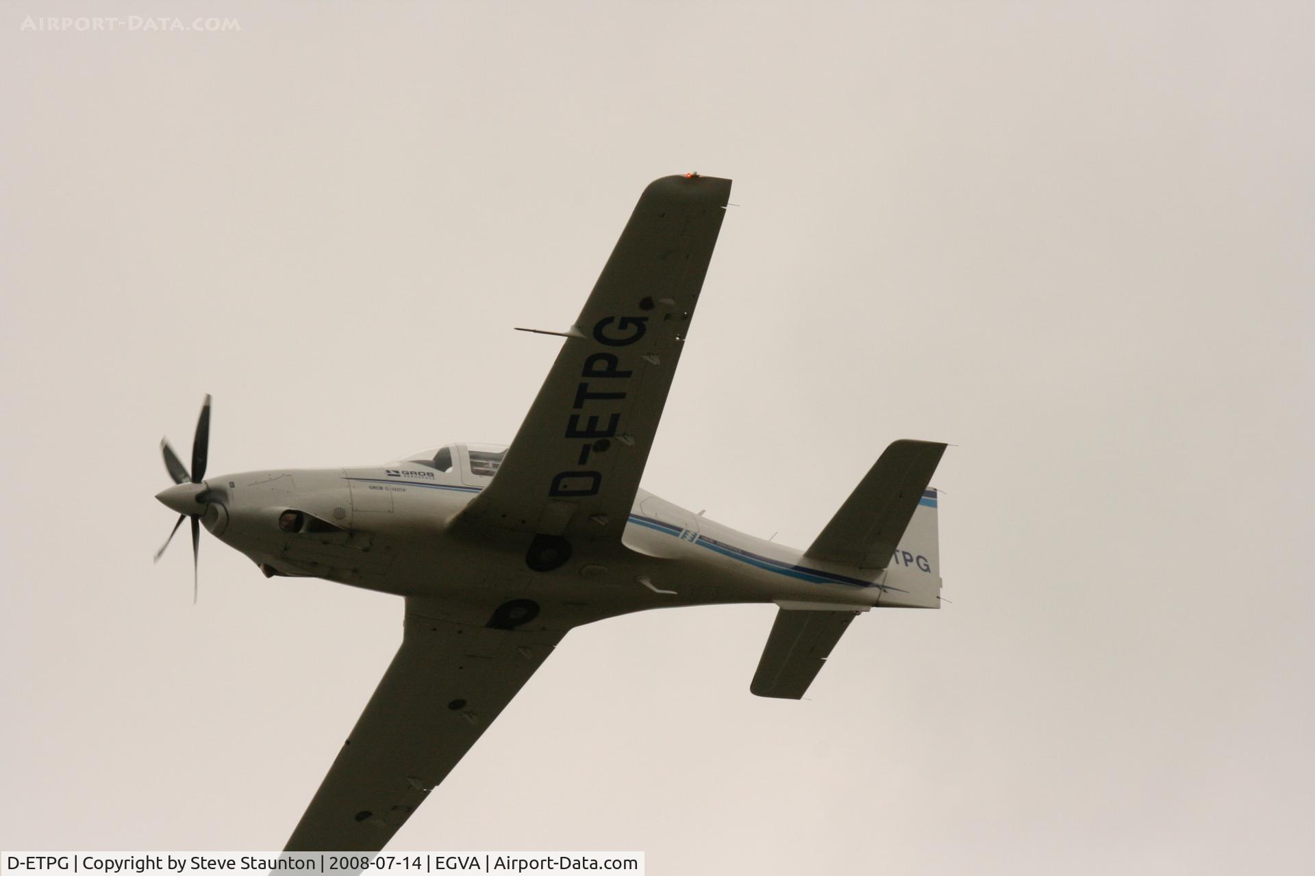 D-ETPG, Grob G-140TP C/N 86000, Taken at the Royal International Air Tattoo 2008 during arrivals and departures (show days cancelled due to bad weather)