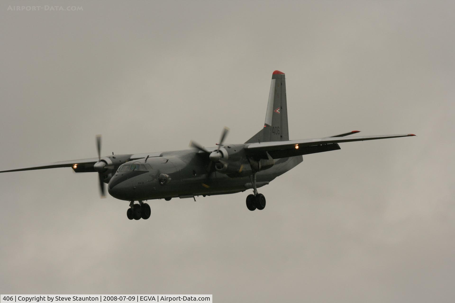 406, 1975 Antonov An-26 C/N 3767, Taken at the Royal International Air Tattoo 2008 during arrivals and departures (show days cancelled due to bad weather)