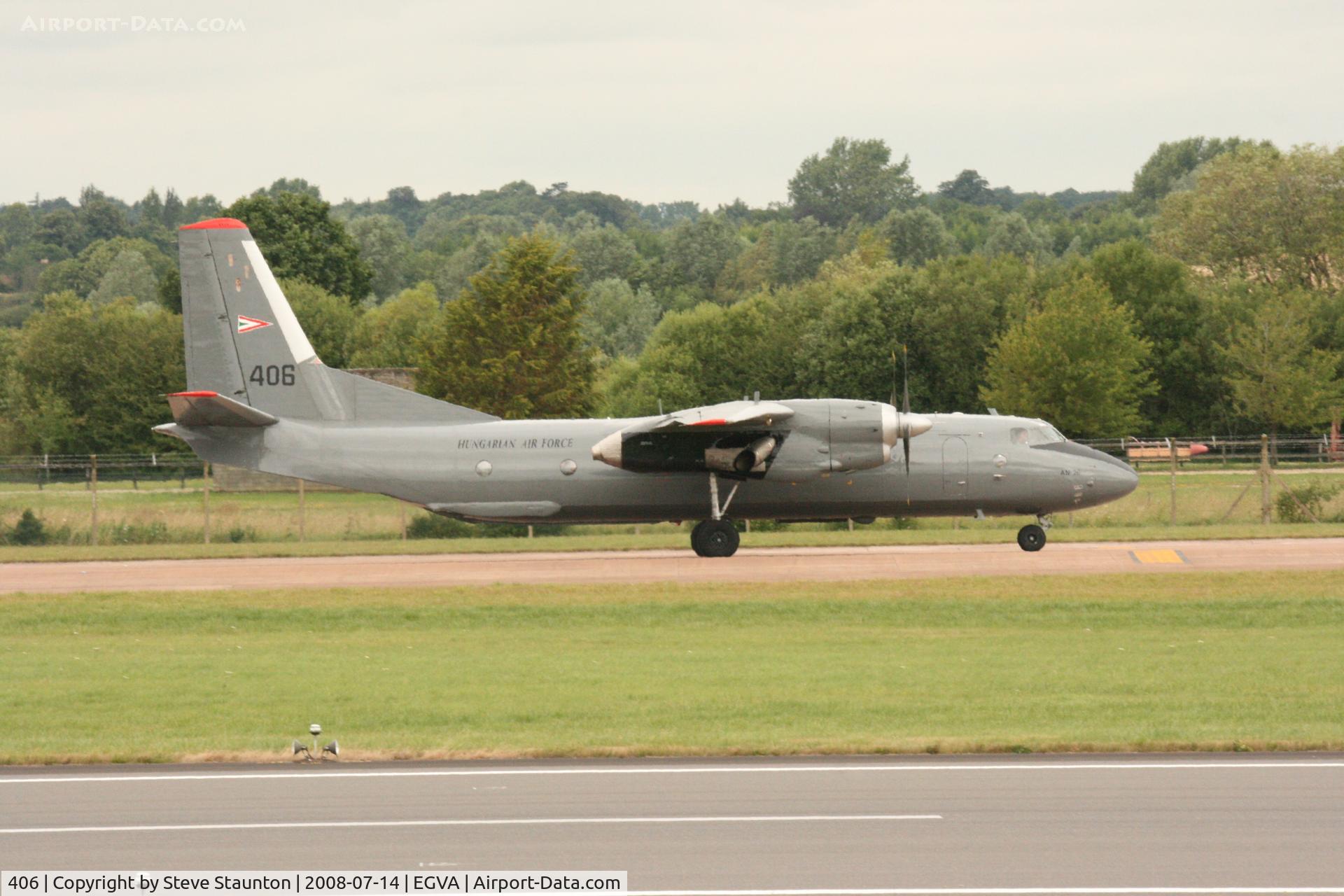 406, 1975 Antonov An-26 C/N 3767, Taken at the Royal International Air Tattoo 2008 during arrivals and departures (show days cancelled due to bad weather)