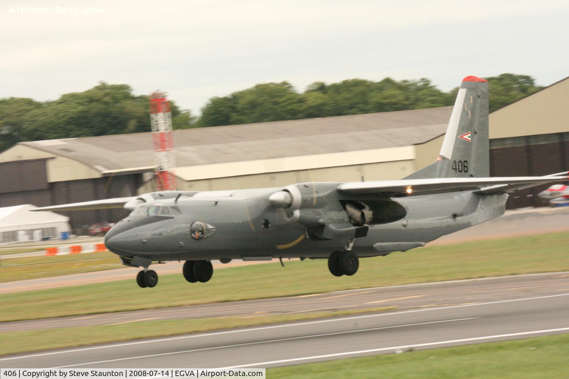 406, 1975 Antonov An-26 C/N 3767, Taken at the Royal International Air Tattoo 2008 during arrivals and departures (show days cancelled due to bad weather)