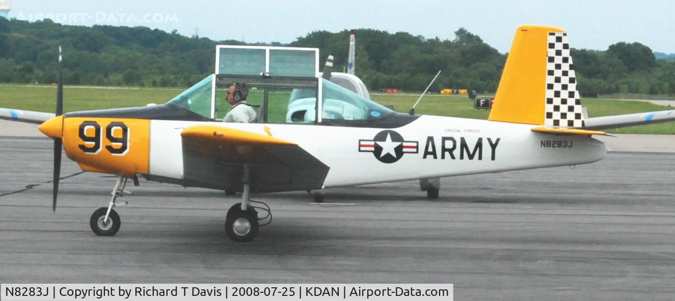 N8283J, 1979 Varga 2150A Kachina C/N VAC-129-79, 1979 Varga 2150A  after landing in Danville from Spruce Creek Airport in Daytona Beach Fla. and dropping off a passenger..refueled and headed back..