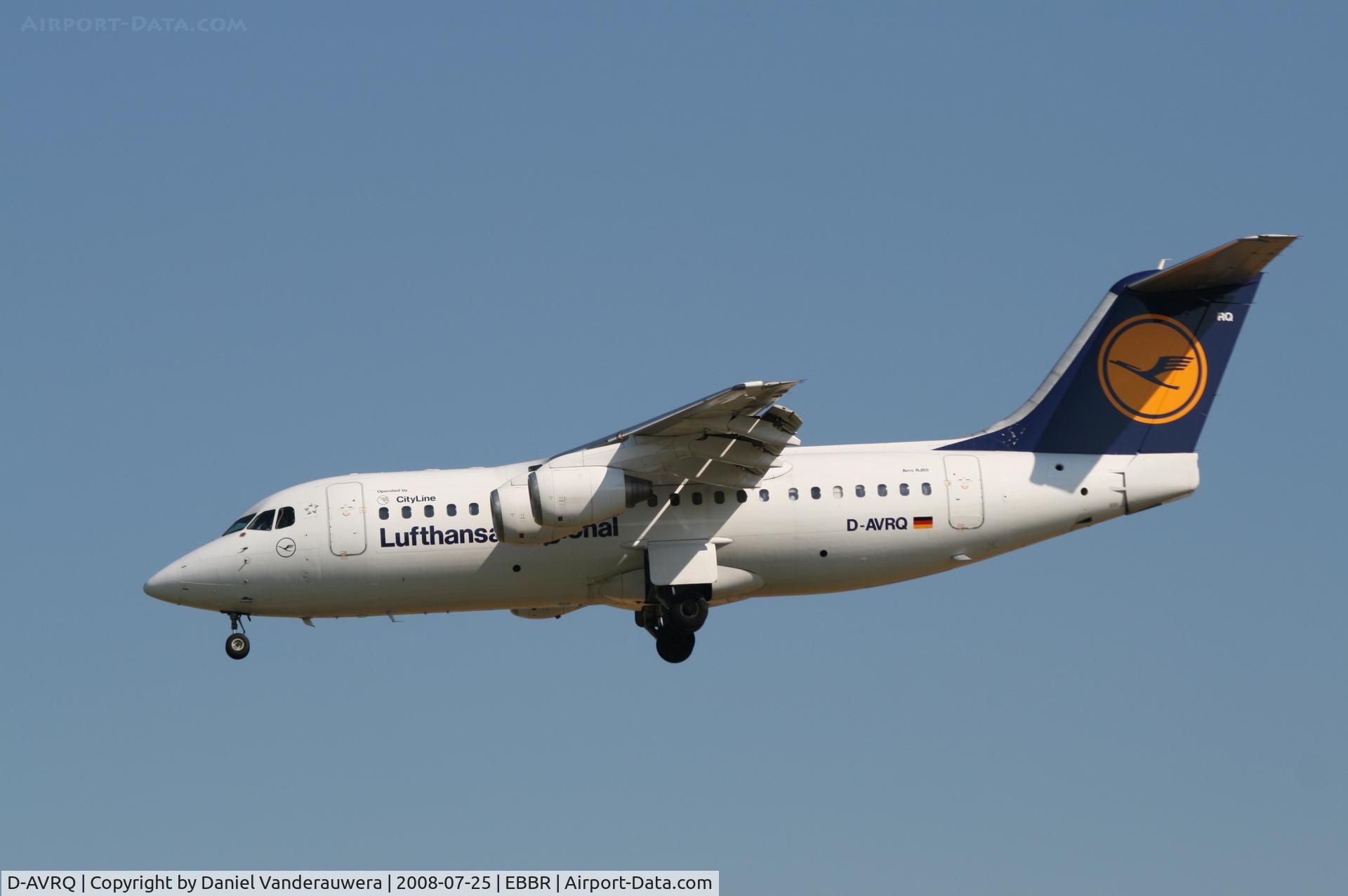 D-AVRQ, 1997 British Aerospace Avro 146-RJ85 C/N E.2304, flight LH4602 is descending to rwy 25L